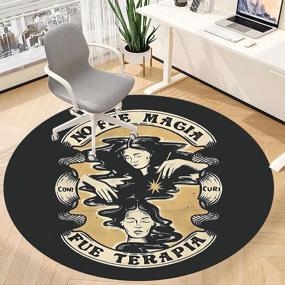 1pc Therapy Healing Relax Office Round Area Rug, Mat Suitable For Office, Under Office Chairs Bedroom Living Room Home Decor, Room Deco