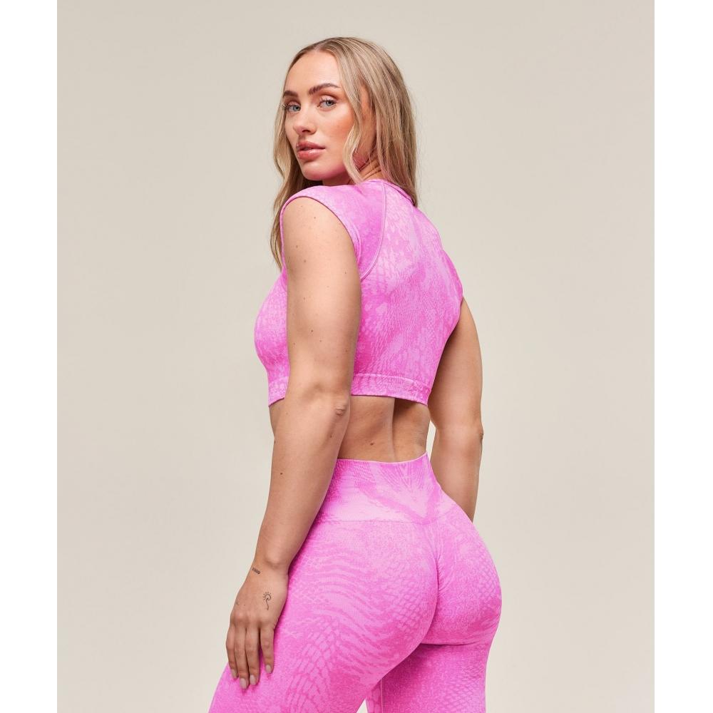 Gymshark Адаптировать X Уитни Животный бесшовный укороченный топ Кисло-розовый Яркий розовый B3b2h Kc0p