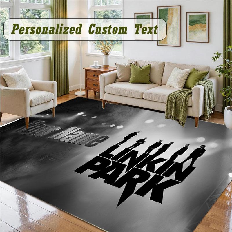 Crystal Velvet Square Rug Custom NameLinkin Park Pattern Non Slip Home Floor Decor Rug