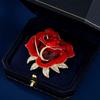 Elegant Red Rose Flower Shape Brooch Shining Rhinestones Inlaid Pin Evening Gown Dress Badge Coat Party Accessories