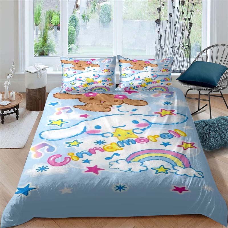 Cinnamoroll patterned soft and comfortable duvet cover, children's bedding set, available in king, large, single and double size
