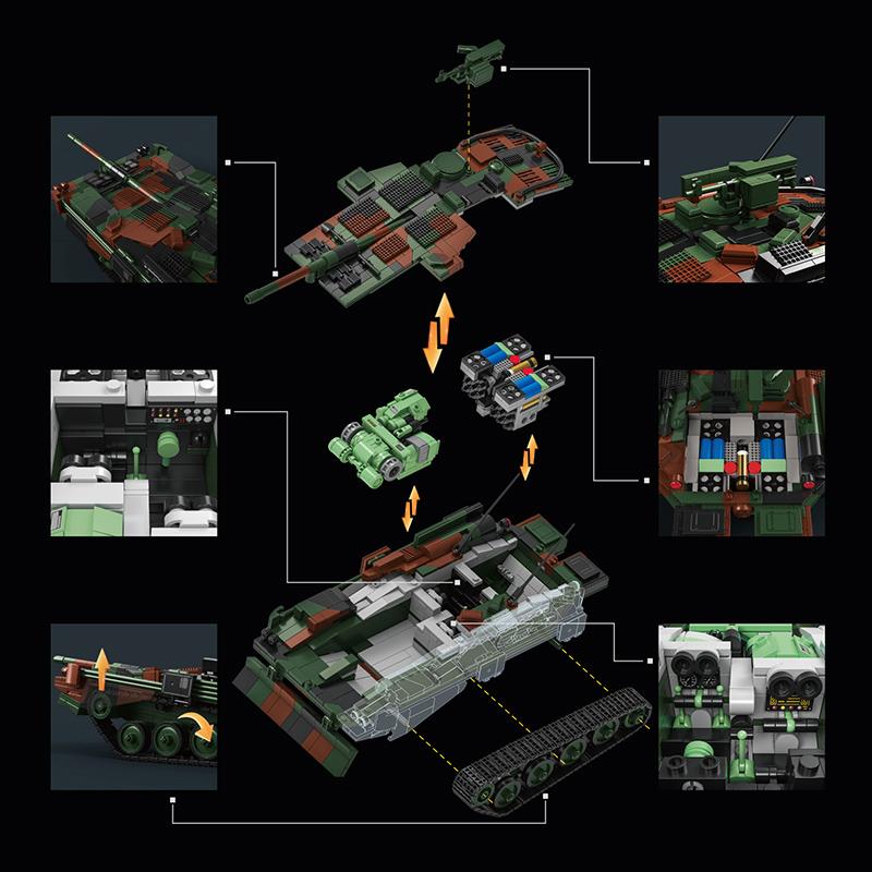 Military MOC 1773pcs Sweden STRV103B Main Battle Tank Building Blocks Bricks Set DIY 1/28 Scale Tank Model Toys For Boy Adult