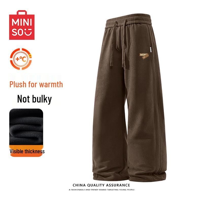 MINISO Men's Retro Loose Fit Winter Corduroy Pants