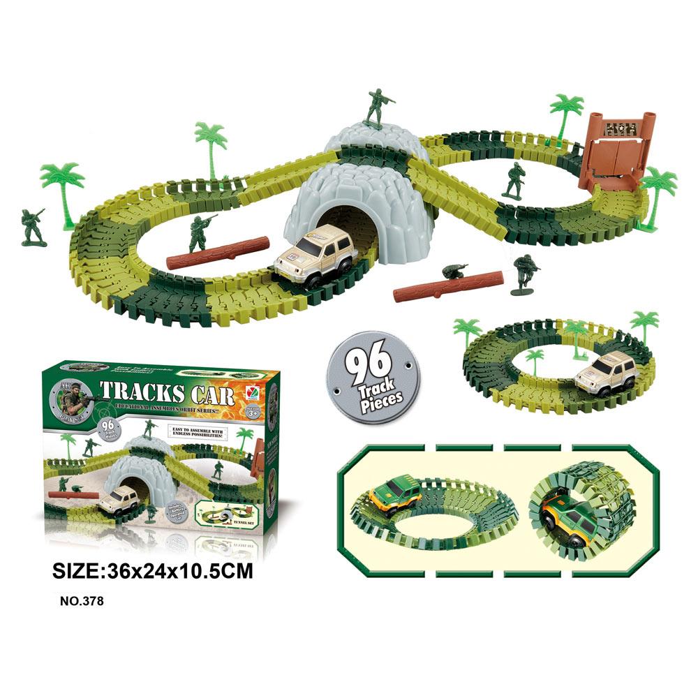 Military Railway Toy Car Track Race Car Track toy set Curved flexible track flash car kids GIFs Educational toys Gifts For Kids