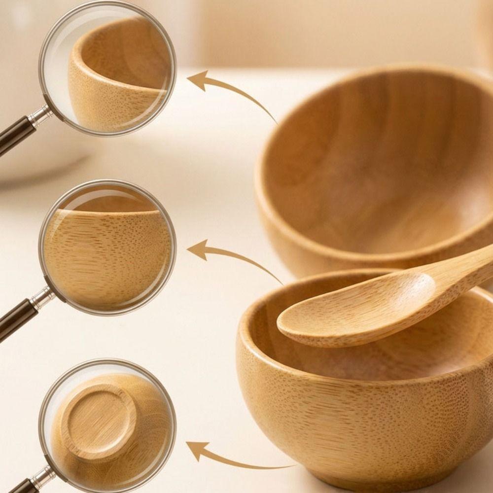 Bamboo Wood Mask Bowl Sleek Bamboo Spatula Spoon Spoon Cosmetic Mixing Tools  Cosmetic Mixing