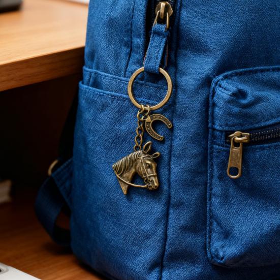 Yousheng Horse Head Keychain Smooth Touch Key Holder Backpacks Wallets Key Chain Decorative Pendant Key Accessory