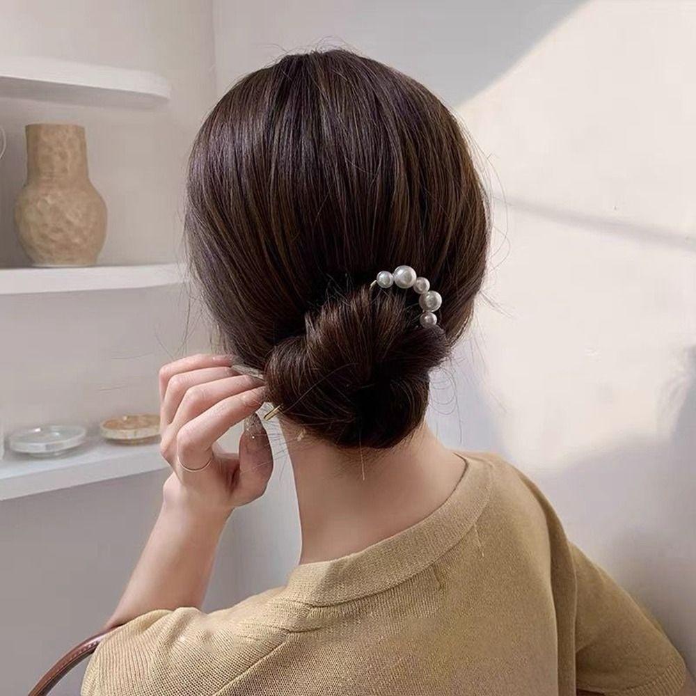 U-shaped Pearl Hairpin Headdress U-shaped Hairpin New Pearl Pendant HairClip Women Girl