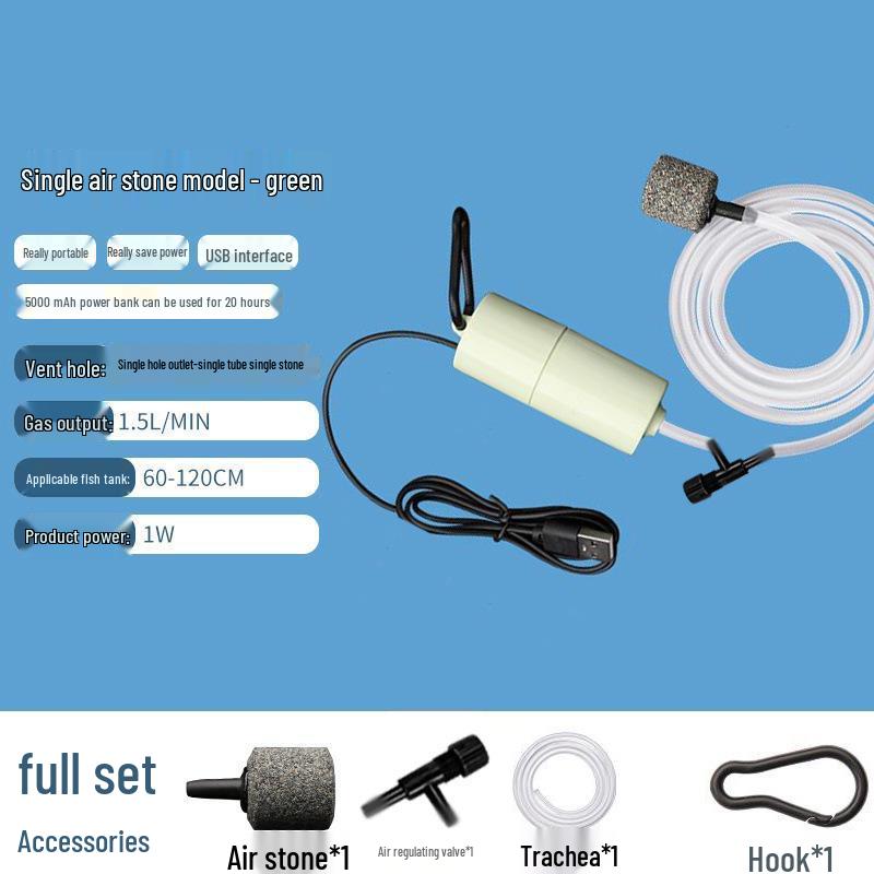 USB Rechargeable Silent Submersible Fish Tank Aerator Pump for Outdoor and Indoor Use