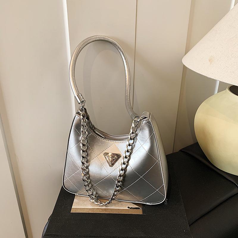 Высококлассная модная сумка-цепочка с ромбами, женская новая текстурированная сумка на плечо, универсальная сумка под мышкой