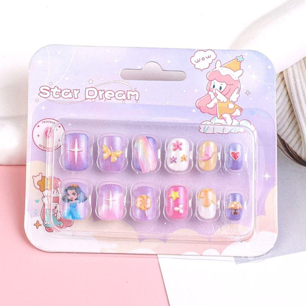 Cute Children Nail Patches Short Press on Nails Fashion False Nails  for DIY