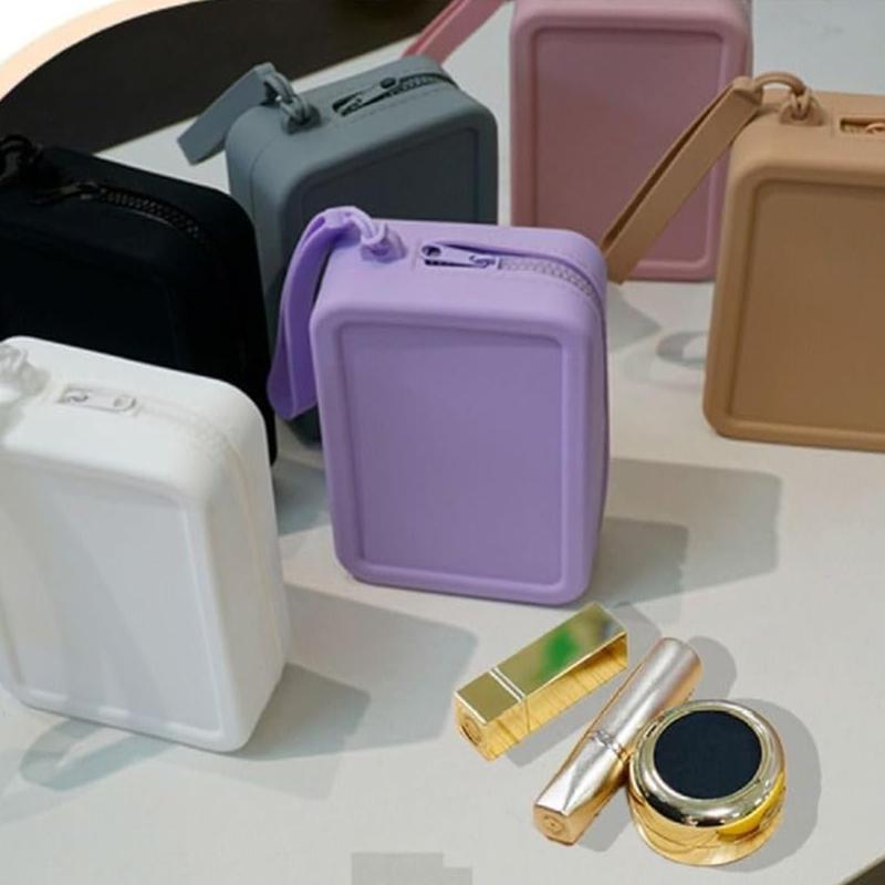 Квадратный силиконовый чехол для хранения косметических средств для губной помады, дорожный держатель для кистей для макияжа, портативный органайзер для мелочей