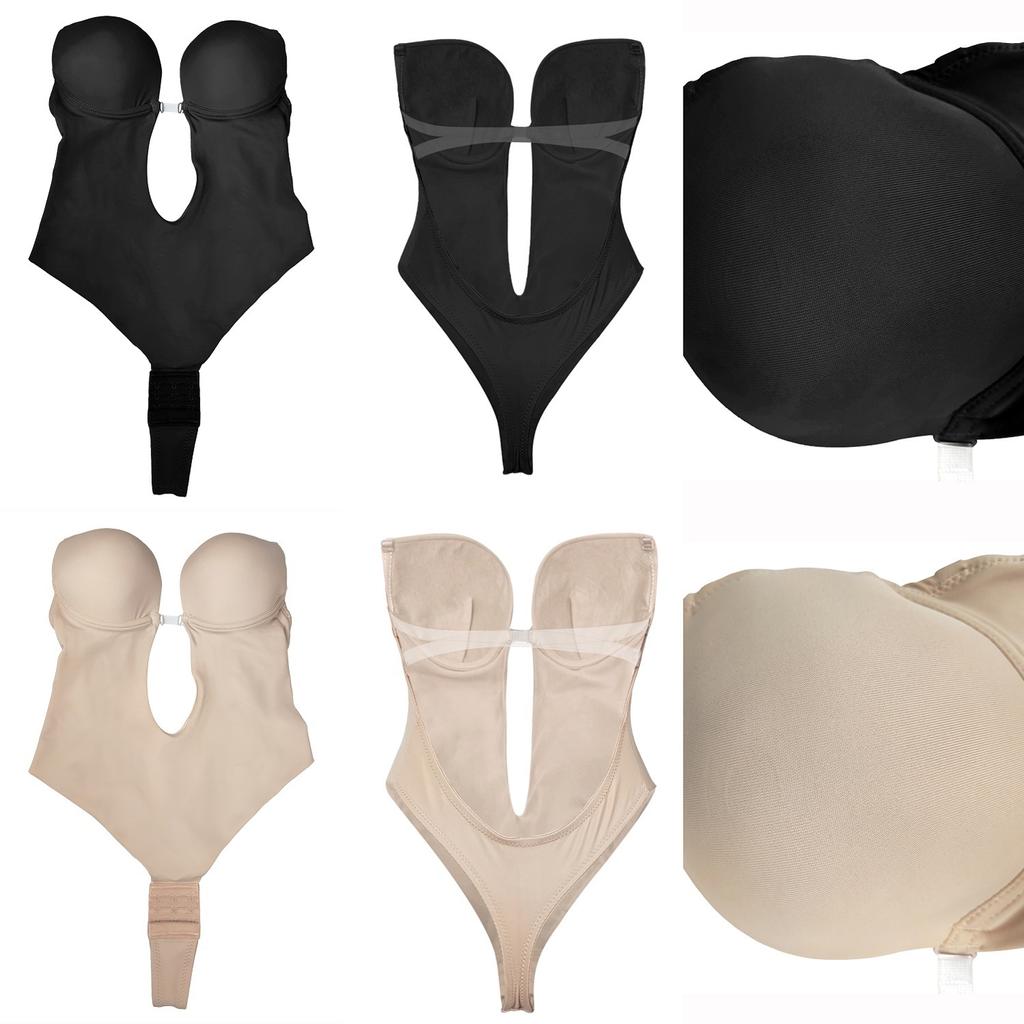 Сексуальный бюстгальтер с открытой спиной, утягивающее белье, женские стринги с глубоким V-образным вырезом, утягивающее белье с эффектом пуш-ап, цельное боди