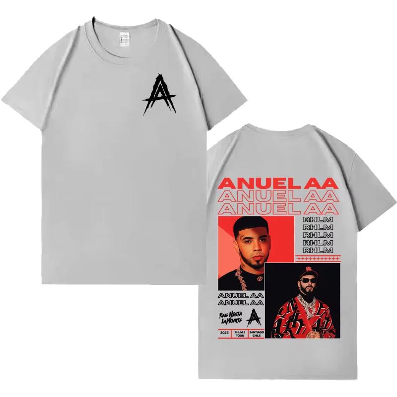 Rapper Anuel AA Album Tour T Shirts 2026 Spring summer new Mens Fashion Tide Harajuku Casual Y2K Short Sleeve Top