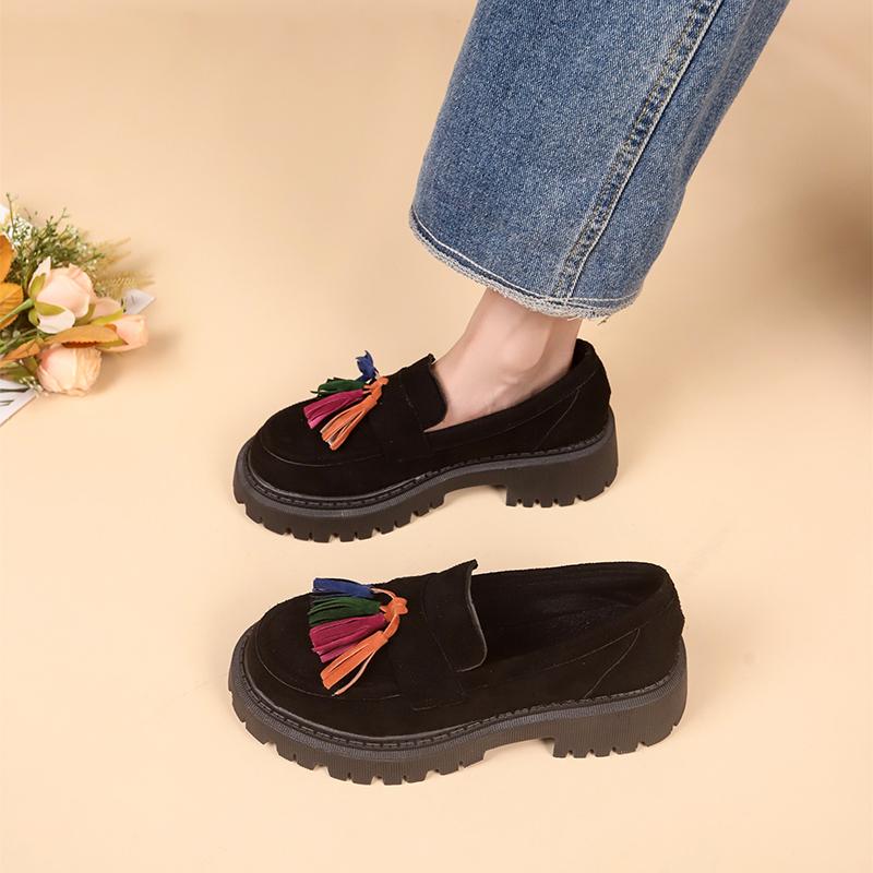 Женская обувь Новые женские туфли в британском стиле на толстой подошве Офисные женские легкие повседневные дизайнерские туфли Лоферы