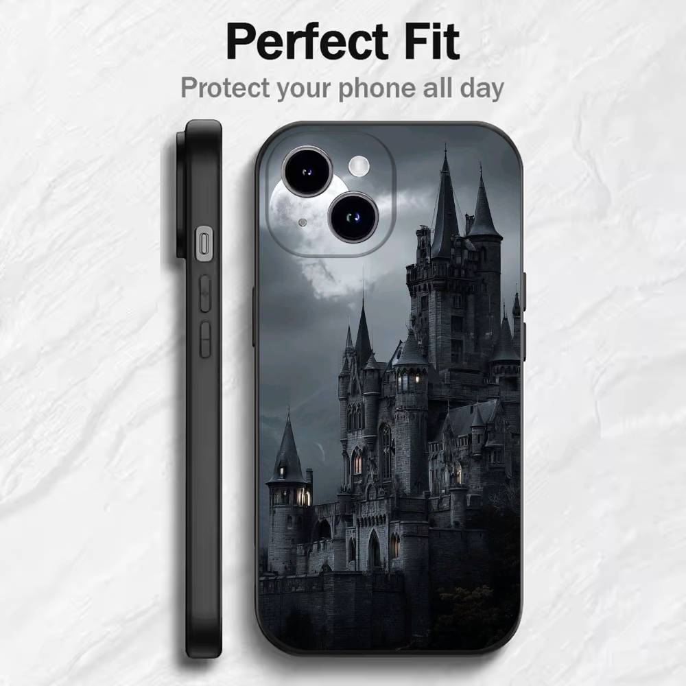 Gothic Castle Personalized Phone Case For 17 16 15 14 13 12 11 Mini XS XR X 6S 6 Pro Max Plus Black Soft Cover