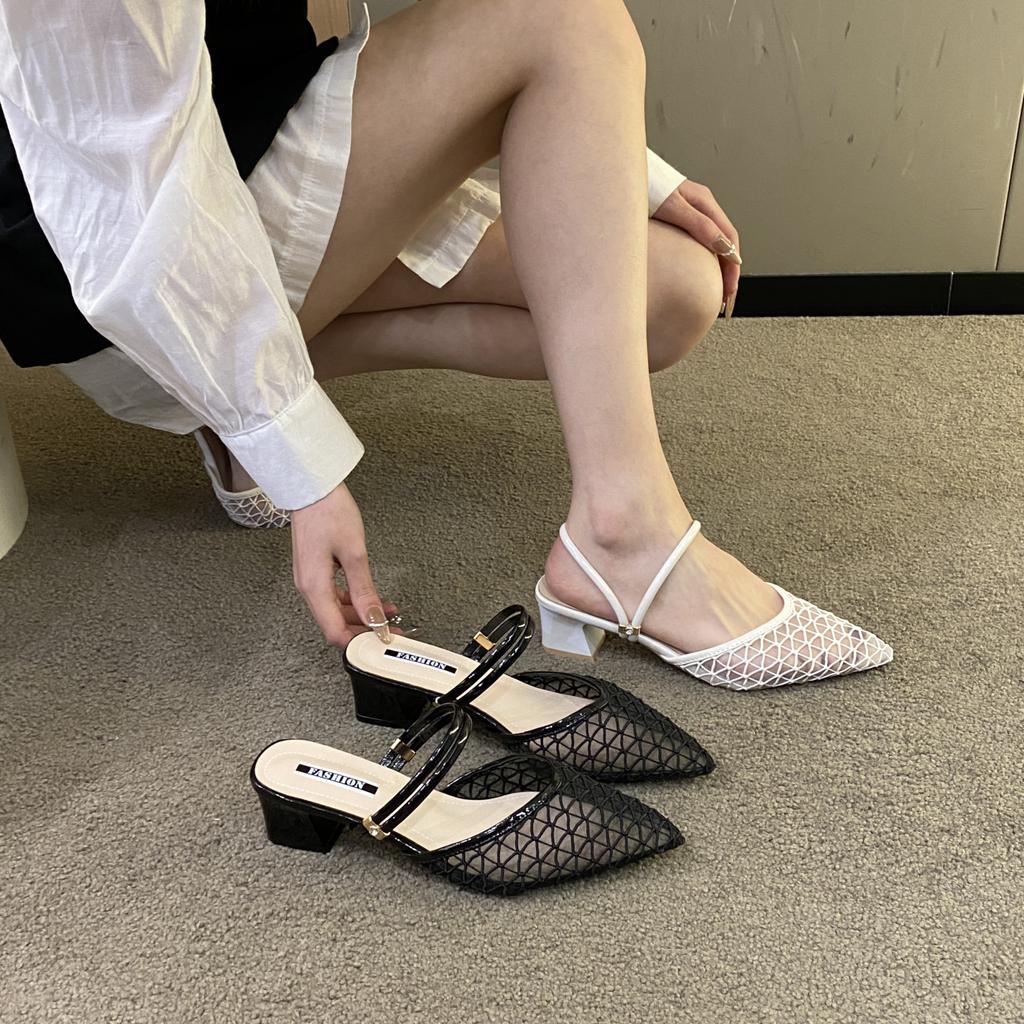 Сандалии Баотоу нового стиля для женщин, летние, на толстом каблуке, на среднем каблуке для женщин, сандалии в сказочном стиле для женщин, Zapatos Mujer