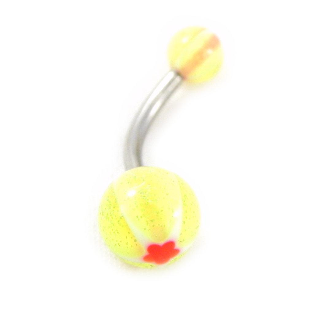 Les Trésors De Lily [E5654] - Body Piercing Ball 'Tecno' Yellow