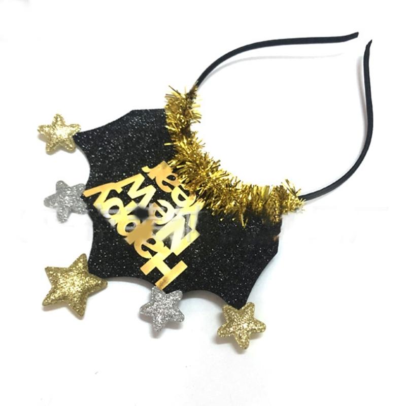 Звезда Новый год Блестки Ободки Корона 2023 Обруч для волос Пушистые Милые Аксессуары для волос Вечеринка Костюм Фото реквизит