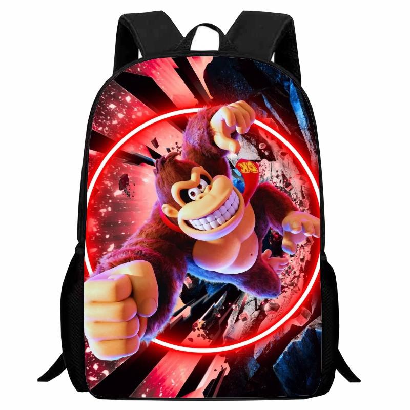Donkey Kong Bananza, полностью открытый школьный рюкзак для ученика, мультяшный рюкзак, мужской