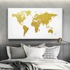 Gold World Map Poster Print Office Decor Modern Minimalism for Living Room Home Wall Art Picture World Map Canvas Painting