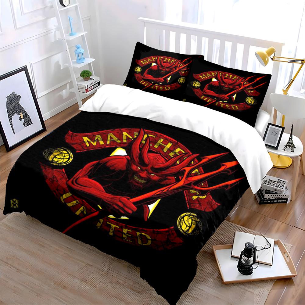 Red Devil Manchester Bedding Set Bedding Duvet Cover Set Duvet Cover Pillowcases Home Decor (1 * Duvet Cover 2 * Pillowcases, without duvet insert)