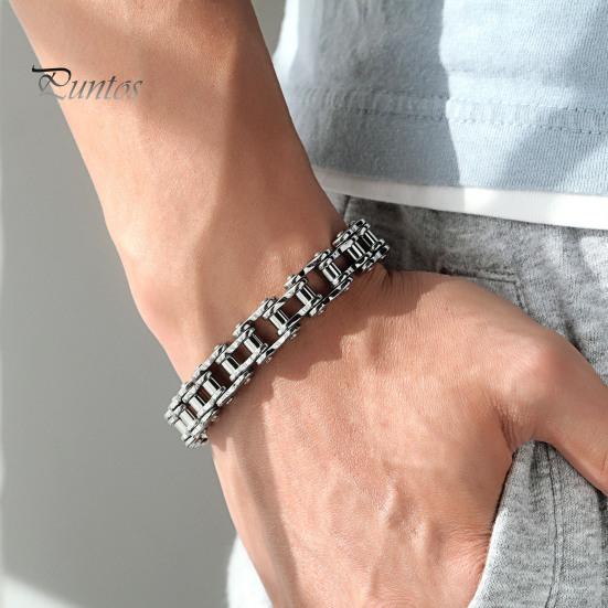 Браслет унисекс с дизайном мотоциклетной цепи из нержавеющей стали в стиле панк-хип-хоп, гладкий браслет на запястье для различных случаев