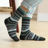 5 Pairs Men Winter Socks Mid-tube Thick Thermal Insulation Ethnic Style Home Bedroom Wear Floor Socks Colorblock Anti-slip