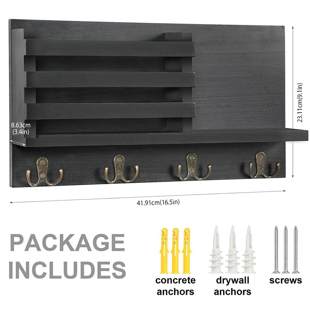 Держатель для ключей на стену с полкой, деревенский почтовый органайзер, настенное крепление, деревянный почтовый органайзер для входа, держатель для хранения дома, стеллажи