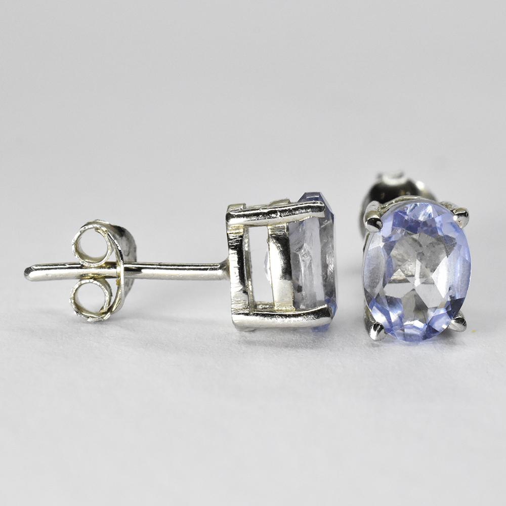 Natural Blue Sapphire Earring 10.60 ct 925 Sterling Silver 8x6 mm Pair September Birthday Birthstone