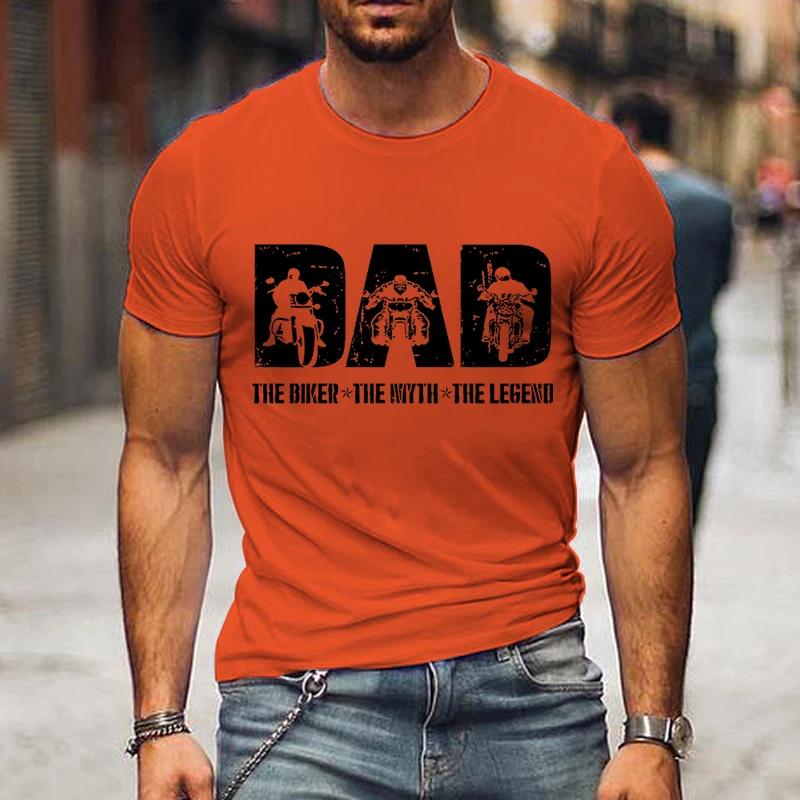 Мужская футболка Dad The Biker The Print Летние топы Футболки Мужские черные модные футболки Harajuku День отца с круглым вырезом Футболка Street