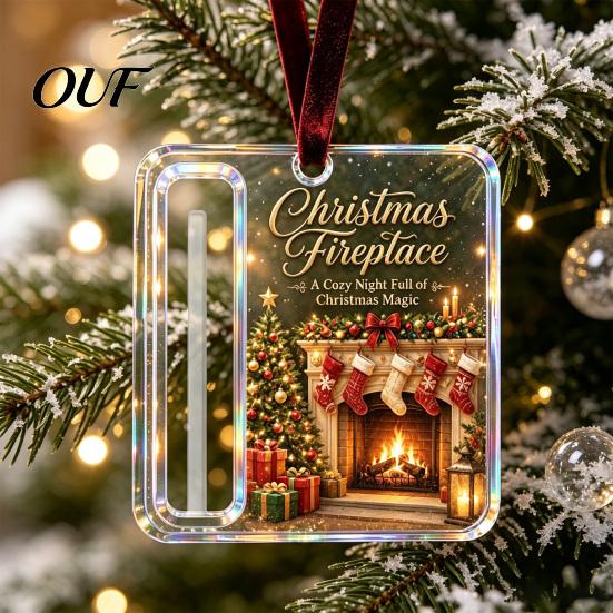 Transparent Money Storage Cards 2Pcs Christmas Cash Gift Holder Ornament, Acrylic Hanging Decor with Holiday Party Santa Snowman Design, Tree Pendant