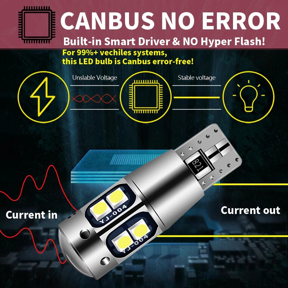 2x W5W T10 Светодиодная CANBUS Без Ошибок 5W5 12V 10W 950Лм Супер Яркая Автомобильная Внутренняя Боковая Подсветка 194 3030 SMD Авто Лампочка Белый Янтарный Красный
