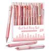 Four Candies Pastel Gel Ink Ballpoint Pen 11 Gel Pens 1 Retractable Easy To Pen for School and Office 12-Piece Set & Highlighter, 0.5mm, Cute, Write,