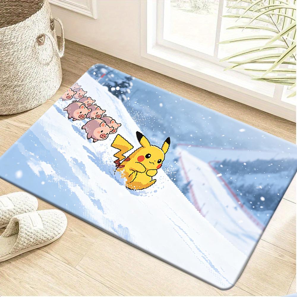 Anime Pokemon Gible Thunder Fire Pattern Absorbent Non-slip Indoor Entrance Doormat Home Living Room Bedroom Decor Floor Rug Pad