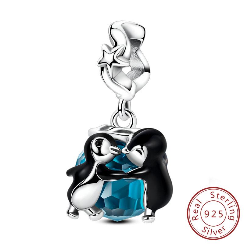 New Copper Charms Bead Penguin Owl Bow Heart Charm Fit Original Pendant Bracelet Jewelry Making For Women Gift