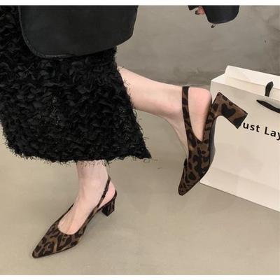 Модные Элегантные Летние Женские Босоножки на Толстом Каблуке Модный Дизайн Обуви с Леопардовым Принтом Стиль Вечерние Платья Сандалии Обувь