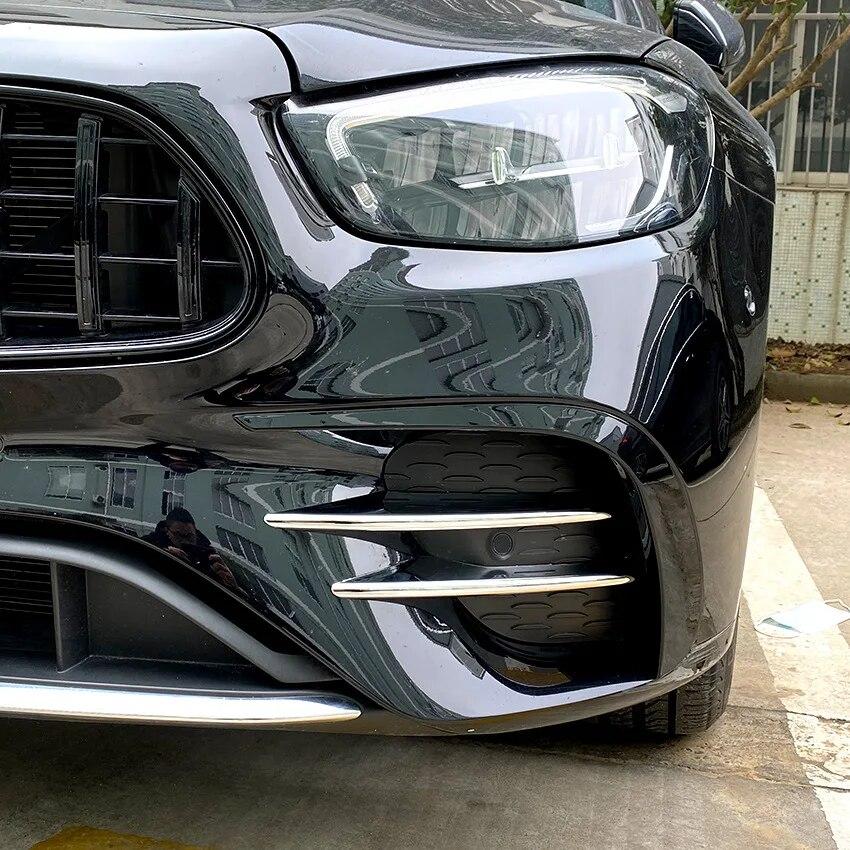 Front Bumper Canards Fog Light Cover Trim Sticker Splitter For Mercedes Benz E Class W213 E260 E300 E53 AMG Car Accessories