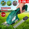 2 In 1 7.2V Electric Trimmer Grass Shears Lithium-ion Household Cordless Hedge Trimmer Rechargeable Weeding Shear