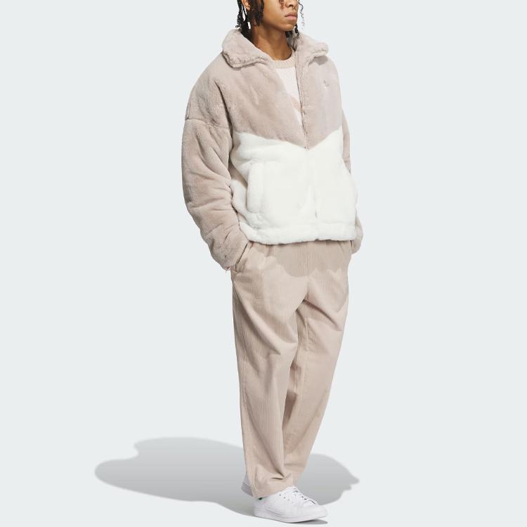 adidas Originals Цветной блок Куртка из искусственного меха Бежевый Белый IN0982