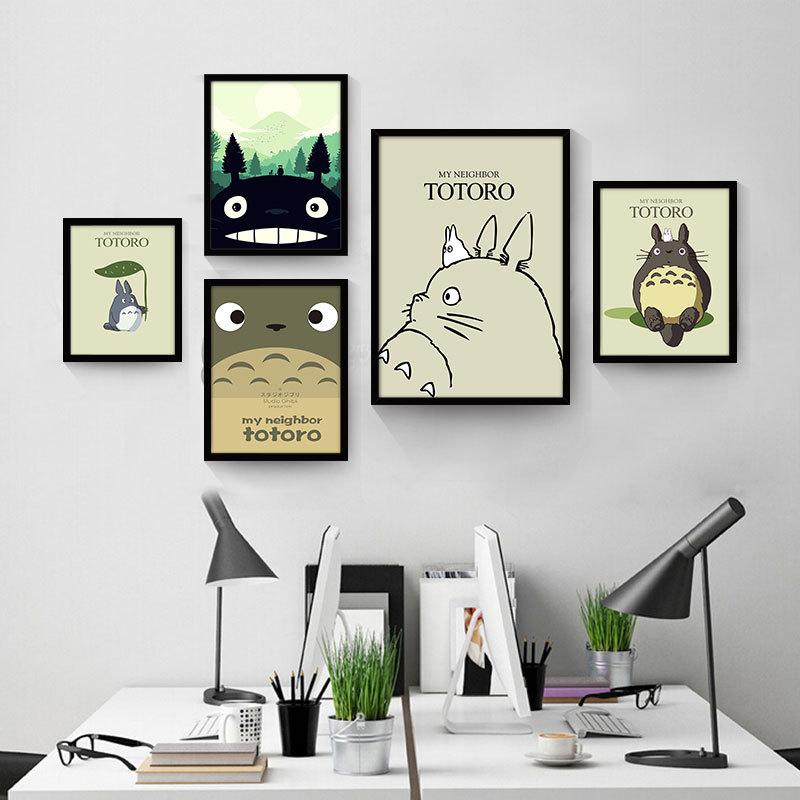 Декоративная живопись для гостиной, современная простая картина, Тоторо, мультяшные настенные картины, маленький свежий детский дом
