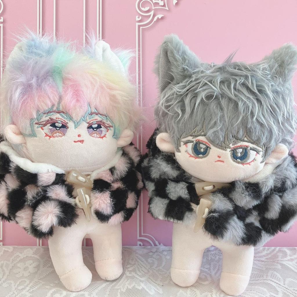 Розовый клетчатый плюшевый костюм для 15см и 20см плюшевых игрушек, пончо, головной убор, G-Trigger, Нуикацу, Нуидори [Товар]