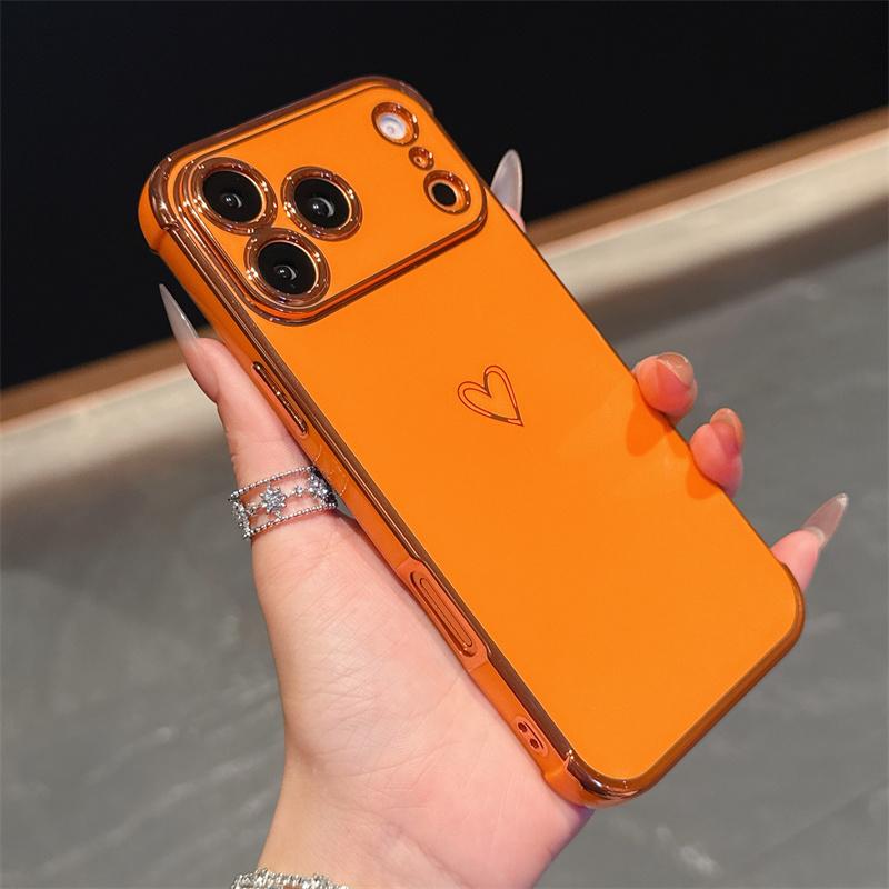 Роскошный Чехол для Телефона с Покрытием в Форме Сердца для Apple iPhone 17 16 15 14 Plus 13 12 Mini Pro Max Air С Защитой Камеры