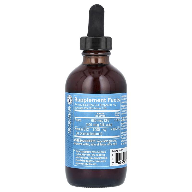 Vitamin B12 with Folic Acid, Raspberry, 4 fl oz (118 ml)