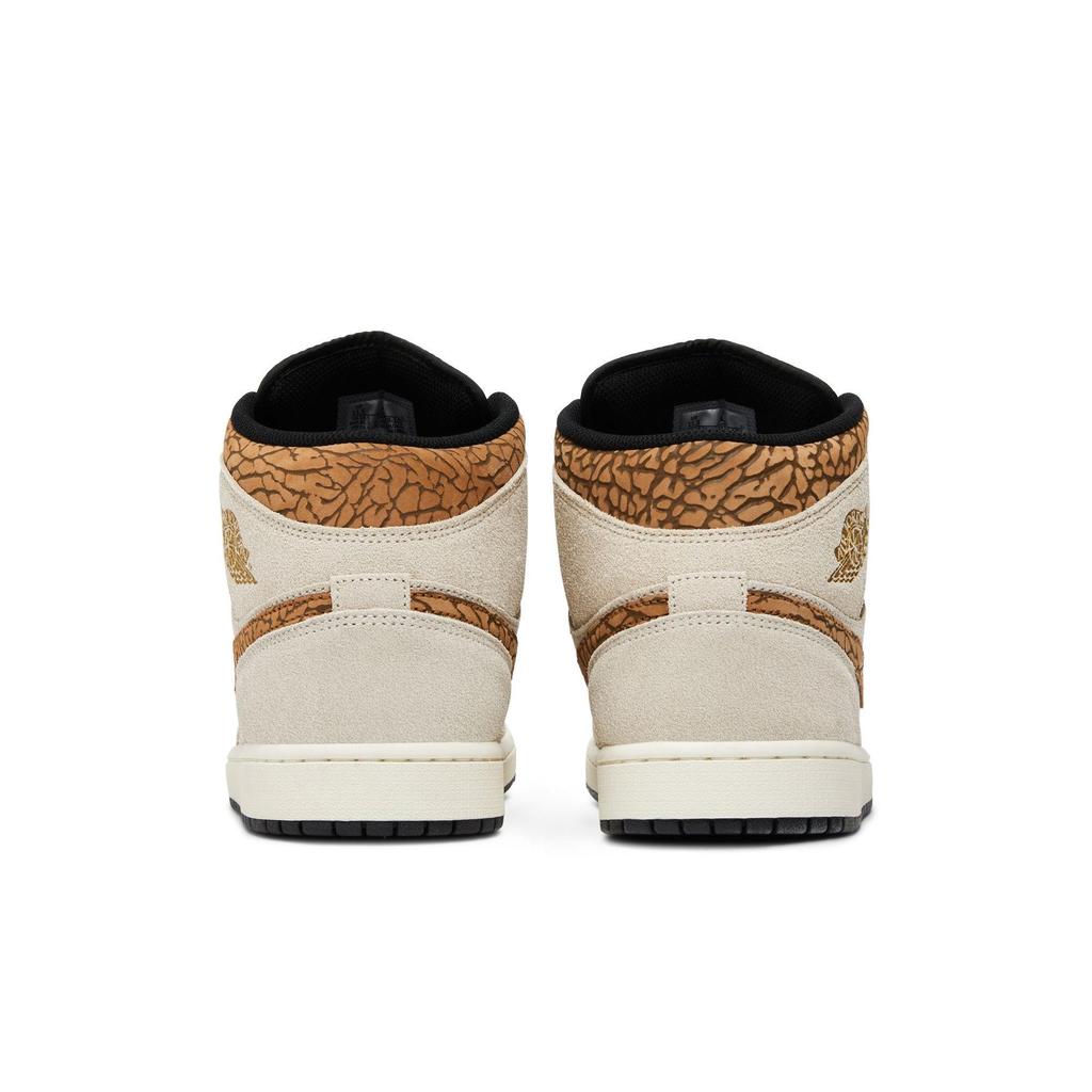 Air Jordan 1 Mid SE 'Brown Elephant' (Unisex) Light Orewood Brown / Metallic Gold / White / Light British Tan / Sail Vintage Basketball Shoes