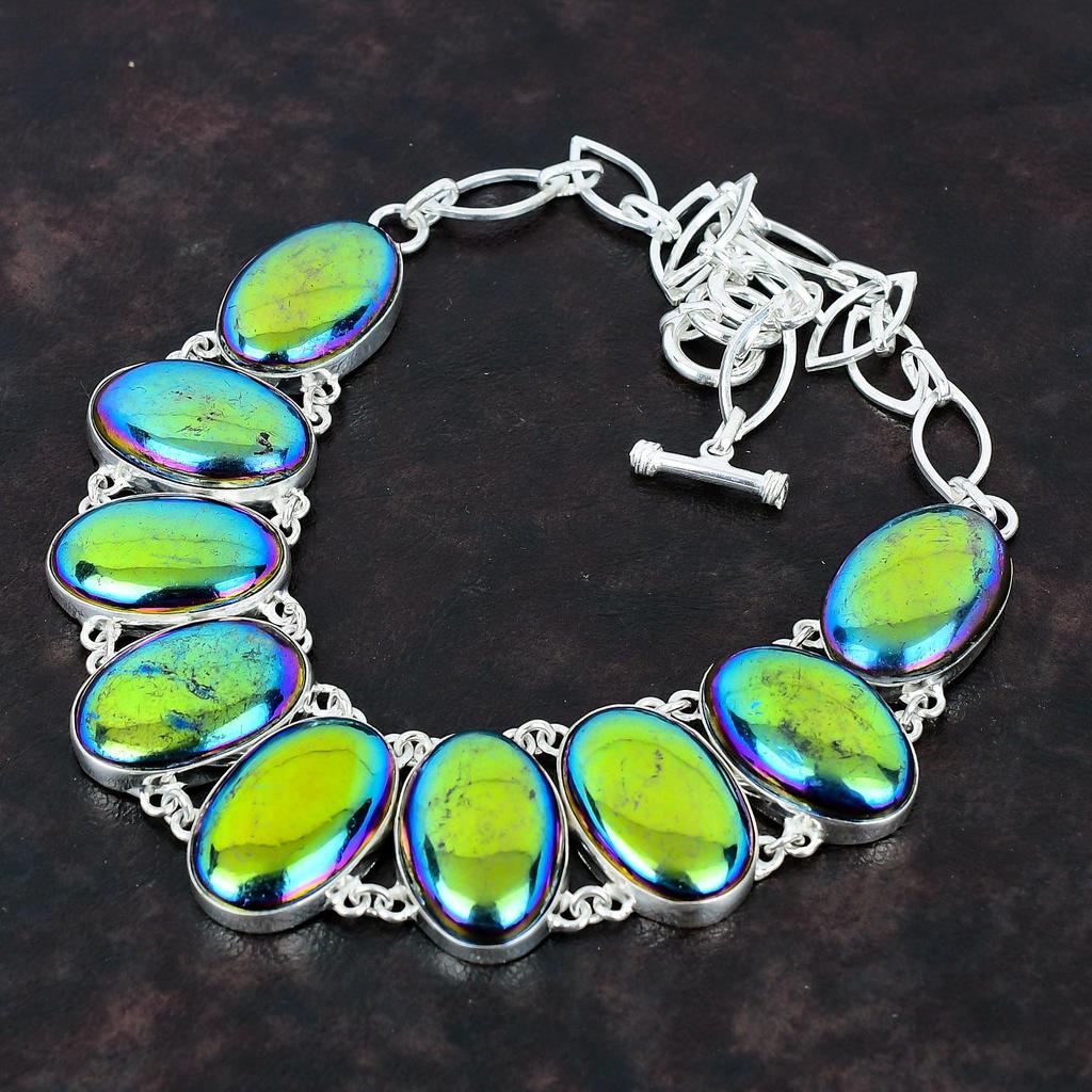 Радуга Мистик Огонь Лабрадорит Ожерелье Ювелирные изделия ручной работы из драгоценных камней Ожерелье из стерлингового серебра 925 пробы Регулируемая цепочка Ожерелье Подарки на годовщину