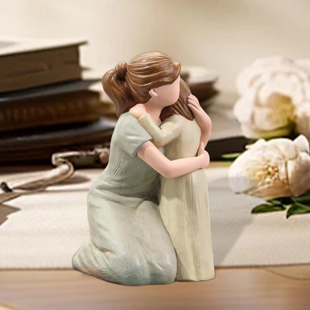 Расписанная вручную семейная скульптура Элегантное смоляное семейное украшение День матери