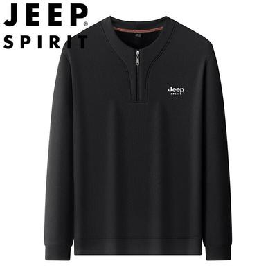 JEEP SPIRIT Мужской повседневный пуловер с длинным рукавом на молнии до половины