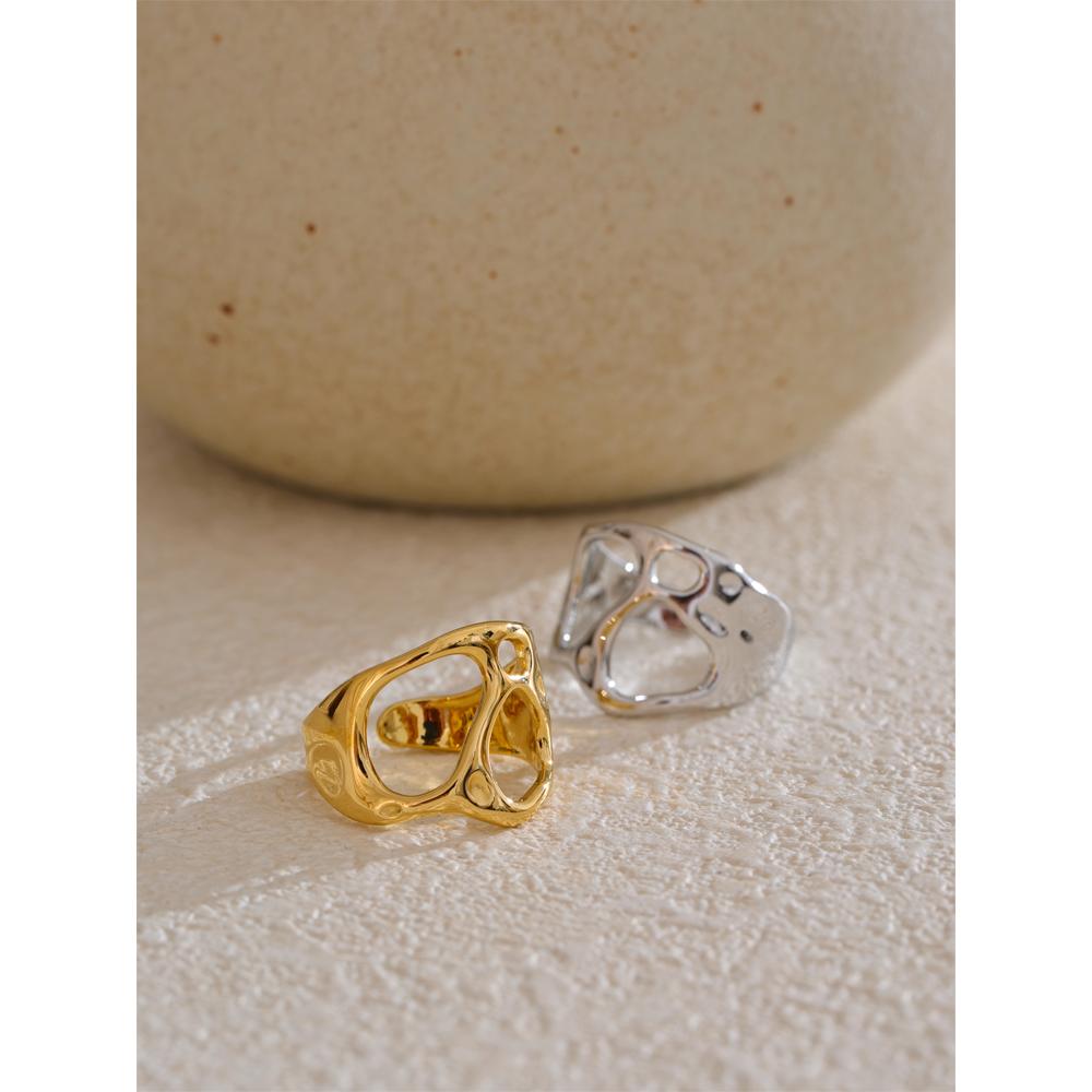 Eetit Новинки Регулируемое Геометрическое Полое Широкое Кольцо Из Нержавеющей Стали Необычное Открытое Кольцо Популярное Универсальное Повседневное Персонализированное Ювелирное Изделие