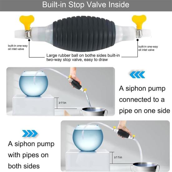 Multipurpose Manual Fuel Transfer Pump with PVC Hose Easy To Use Reusable Portable Versatile Siphon