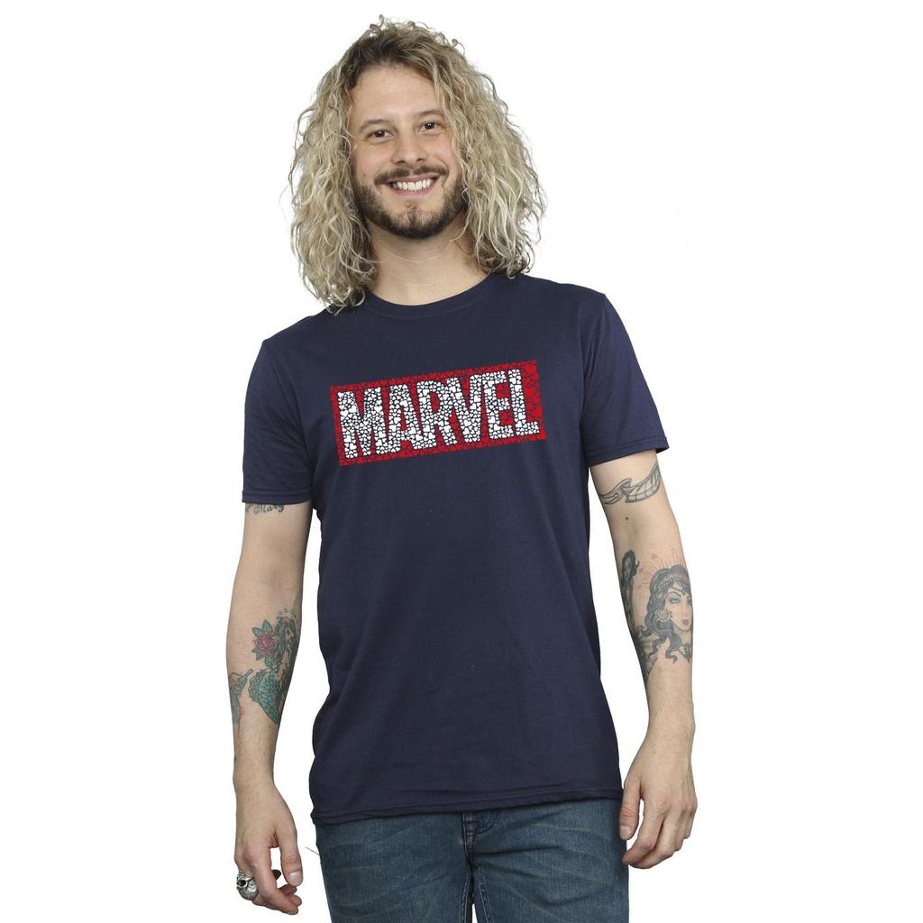 Marvel Mens Comics Hearts Logo T-Shirt